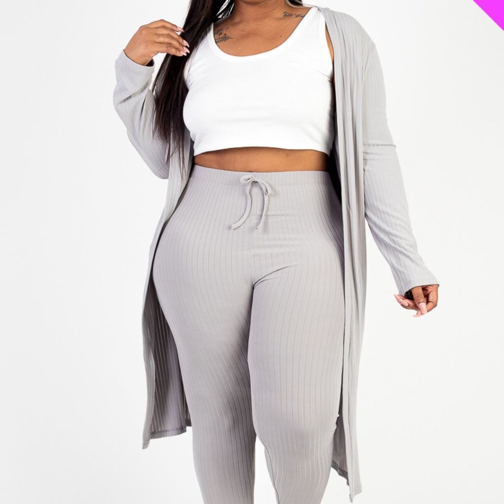 Set it Off Ribbed Cardigan and Leggings Set